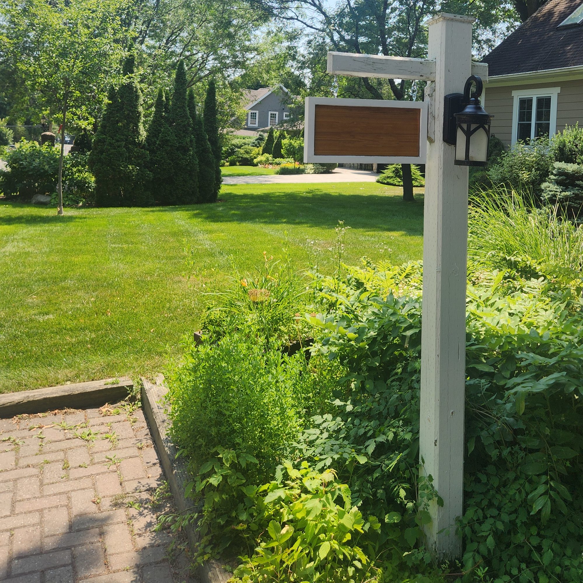 Custom Cedar Address Plaque and Light Bracket Repair — after